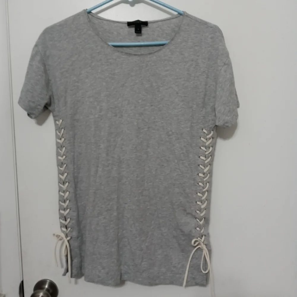 J. Crew short sleeve T Shirt Lace Up Sides Ties at Bottom Sides Small